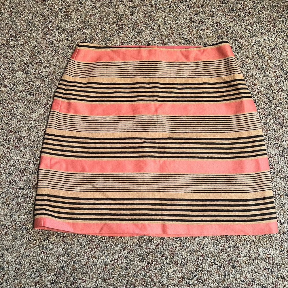 LOFT Striped Lined Linen and Cotton Skirt 8